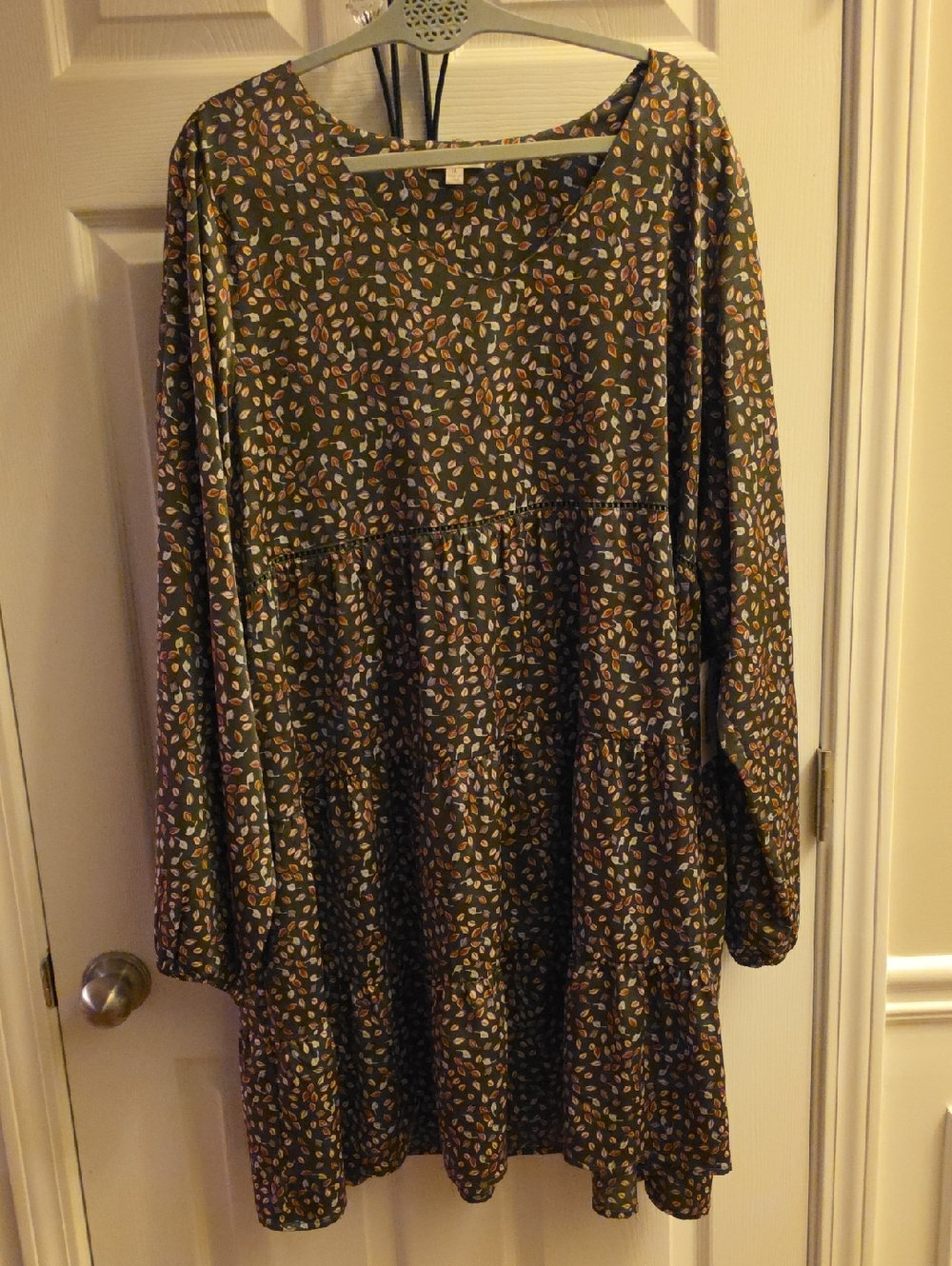 Women's Olive Green Floral Midi Dress